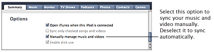 iTunes syncoptions Adding music and video to iPod and iPhone