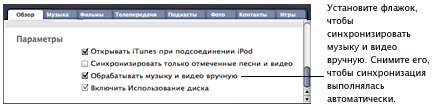 Добавление музыки и видео на iPod и iPhone iTunes syncoptions Добавление музыки и видео на iPod и iPhone