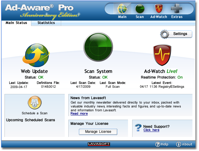 Ad Aware 1mainscreen Main Status