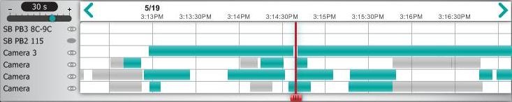 Alert Commander playback timeline window Selecting Cameras to View