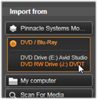 Avid Studio image001 The Import From panel