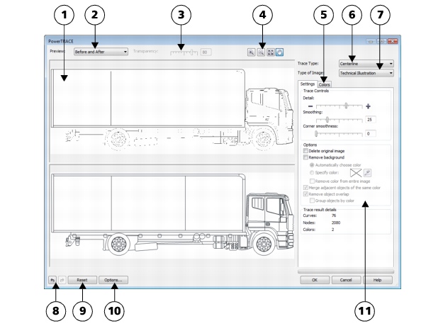 CorelDRAW loc powertrace14 PowerTRACE controls