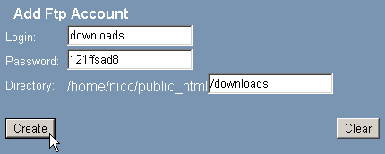 Cpanel addingftpccount Adding an FTP account