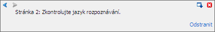 Panely nástrojů Finereader messagespane Panely nástrojů