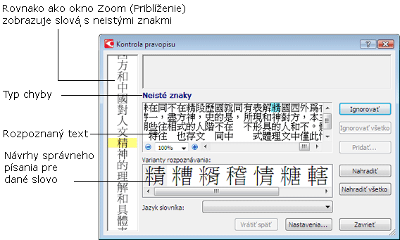 Kontrola pravopisu Finereader checkspellingdialogcjk Kontrola pravopisu