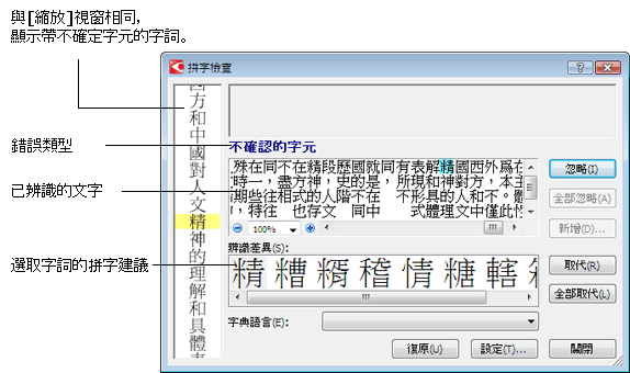 拼字檢查 Finereader checkspellingdialogcjk 拼字檢查
