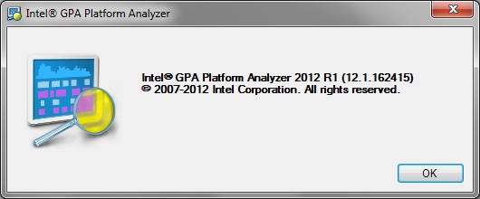 Intel Graphics Performance Analyzers pa about Help Menu