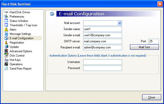 Hard Disc Sentinel img 20 c email E mail configuration