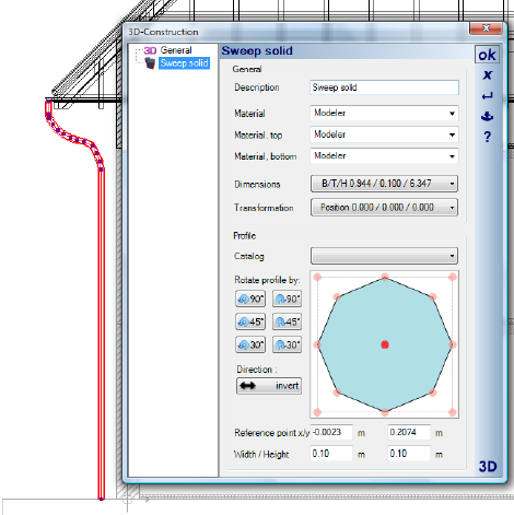 Home Designer image11 574 Contour / Path , Example for a Drainpipe