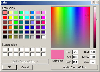 iClone colorpallete Show Grid and Select Color