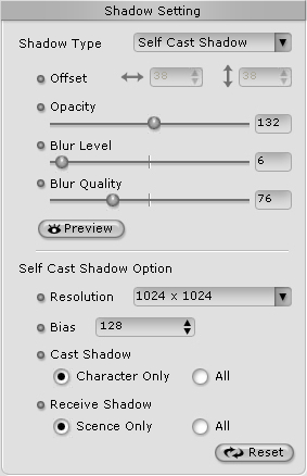 iClone self shadow ui Lighting and Shadow