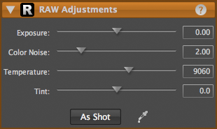 LightZone tool raw adjustments en Raw Adjustments