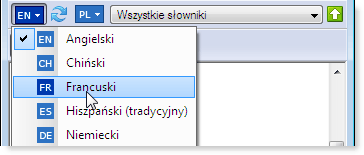 ABBYY Lingvo languageshortcut select in list Wybór kierunku tłumaczenia