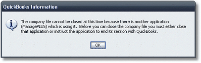 ManagePLUS for QuickBooks htdisconnectmsgqb2 Disconnecting from QuickBooks