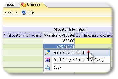 ManagePLUS for QuickBooks qsallocdetailpopupmenu1 14. Editing / viewing allocation column details