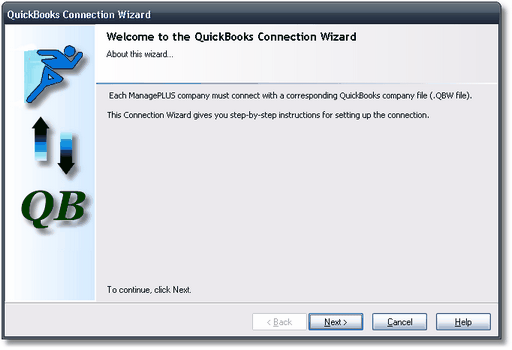 ManagePLUS for QuickBooks qsconnwiz 1. Adding/opening a new company file