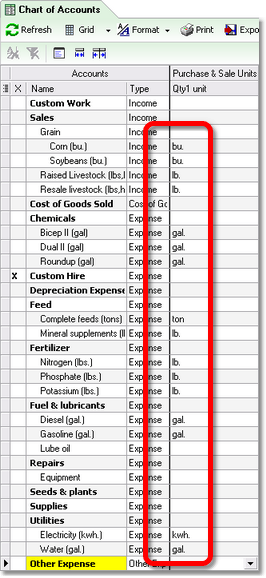 ManagePLUS for QuickBooks qslistscoa2e2 4. Attaching units of measure to accounts