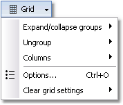 ManagePLUS for QuickBooks ref tlbar gridbuttonmenu Data window toolbar: Grid menu