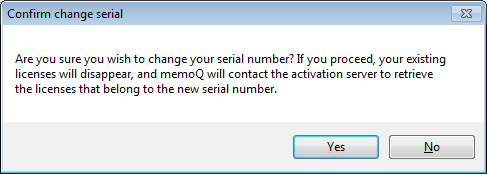 MemoQ change serial confirmation Change your serial number