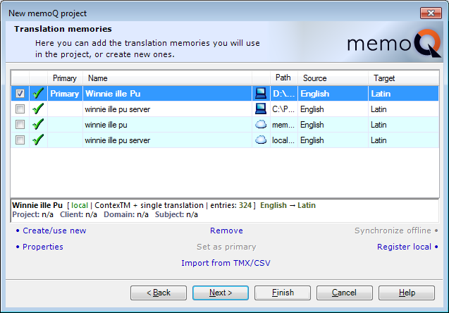 MemoQ howto projwiz 3 New memoQ project wizard 3   Translation memories