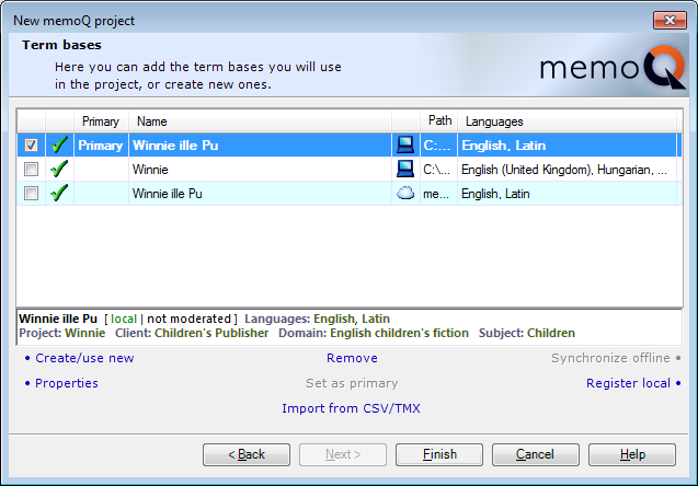 MemoQ howto projwiz 4 New memoQ project wizard 4   Term bases