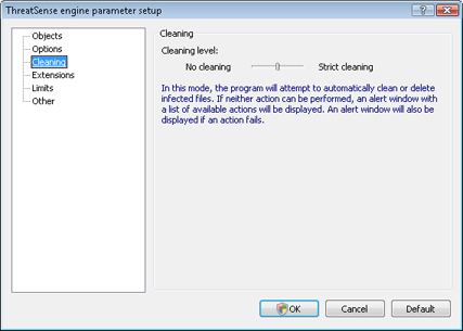 Nod32 ea config clean Cleaning levels