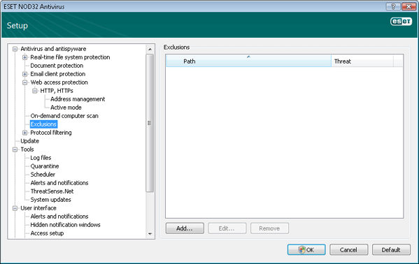 Nod32 ea config exclude Exclude