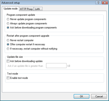 Nod32 ea config update mode Update mode