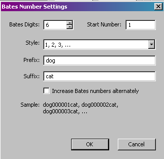 Bates Number Settings PDF Gold