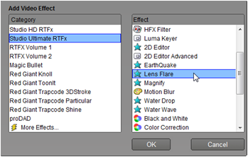 Pinnacle Studio image004 Working with the effects list