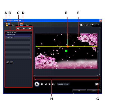 PowerDirector partic77 Modifier les effets particules dans le concepteur de particules