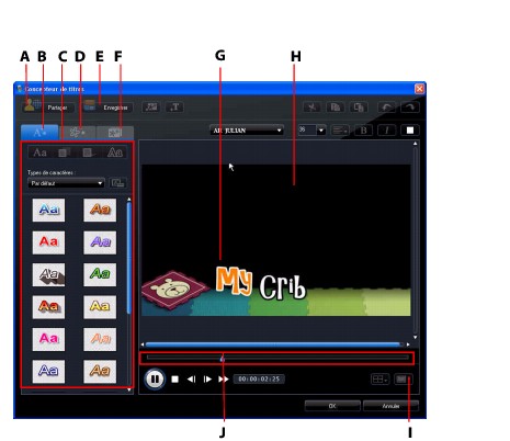 PowerDirector titled95 Modifier les effets de titres dans le concepteur de titres