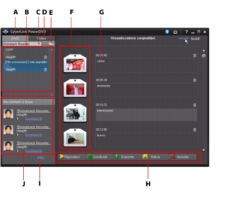PowerDVD bookma48 Funzioni segnalibro