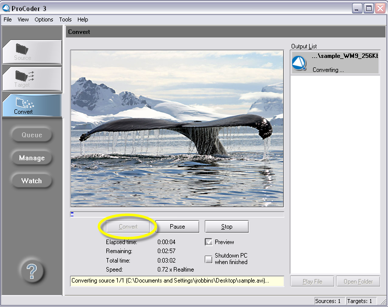 ProCoder 3 03000006 Target Parameters