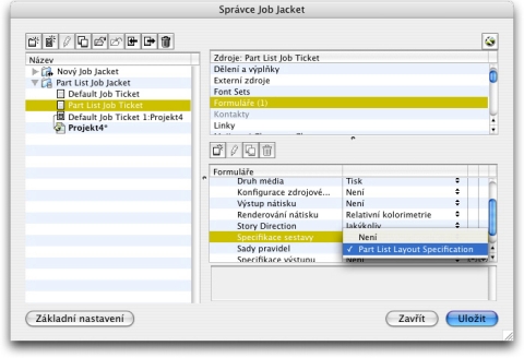 QuarkXpress db job jackets manager layout spec 2 Použití Specifikace sestavy na sestavu