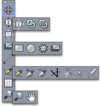 QuarkXpress palette tools Strumenti