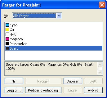 QuarkXpress db colors Dialogboksen Farger