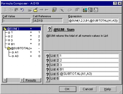 Wordperfect Quattro Pro formula composer Composing formulas