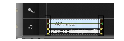 Corel Videostudio audio yellow handle Trimming and cutting audio clips