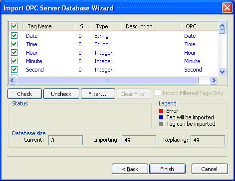 Web Studio Help dialog importwizard opc 2 Using the Import Wizard