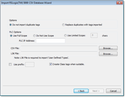 Web Studio Help dialog importwizard rslogix ...RSLogix 5000 CSV Databases