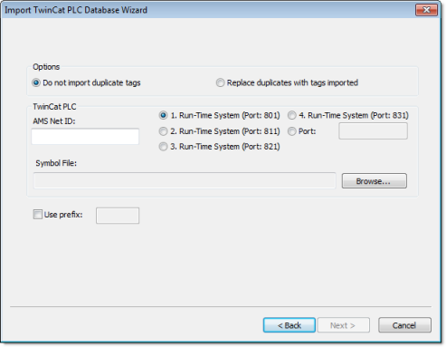 Web Studio Help dialog importwizard twincat ...TwinCAT PLC Databases