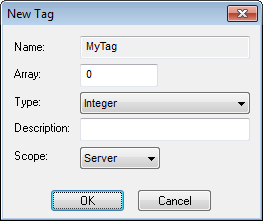 Web Studio Help dialog new tag Project Tags Folder