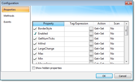 Web Studio Help dialog objectproperties activexcontrol configuration properties ActiveX Control object