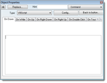 Web Studio Help dialog objectproperties command Add a Touch Event to a screen object