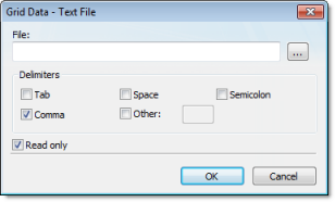 Web Studio Help dialog objectproperties grid datasources textfile Data dialog