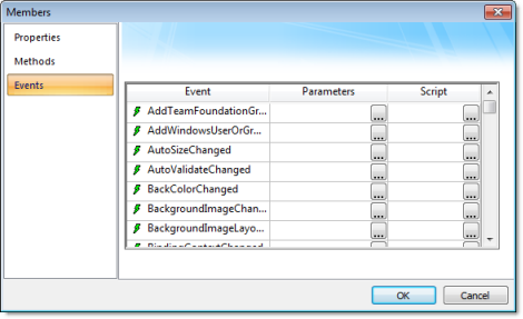 Web Studio Help dialog objectproperties netcontrol members events .NET Control object