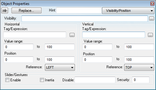 Web Studio Help dialog objectproperties position Visibility/Position animation