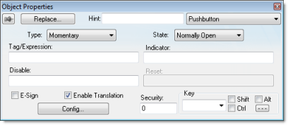 Web Studio Help dialog objectproperties pushbutton Pushbutton object