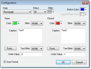 Web Studio Help dialog objectproperties pushbutton configuration Pushbutton object